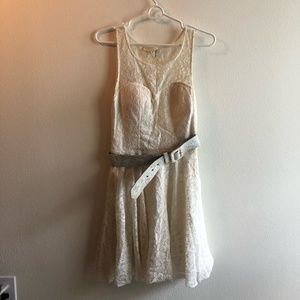 White Floral Lace A-Line Dress